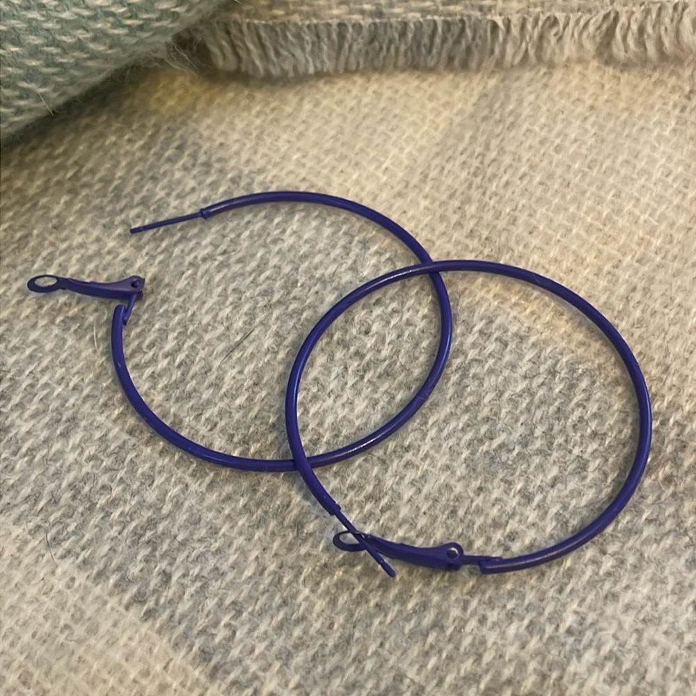 Purple Hoop Earrings - Picture 2 of 2